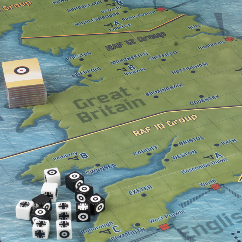 battle of britain boardgame board and cards UK map detail